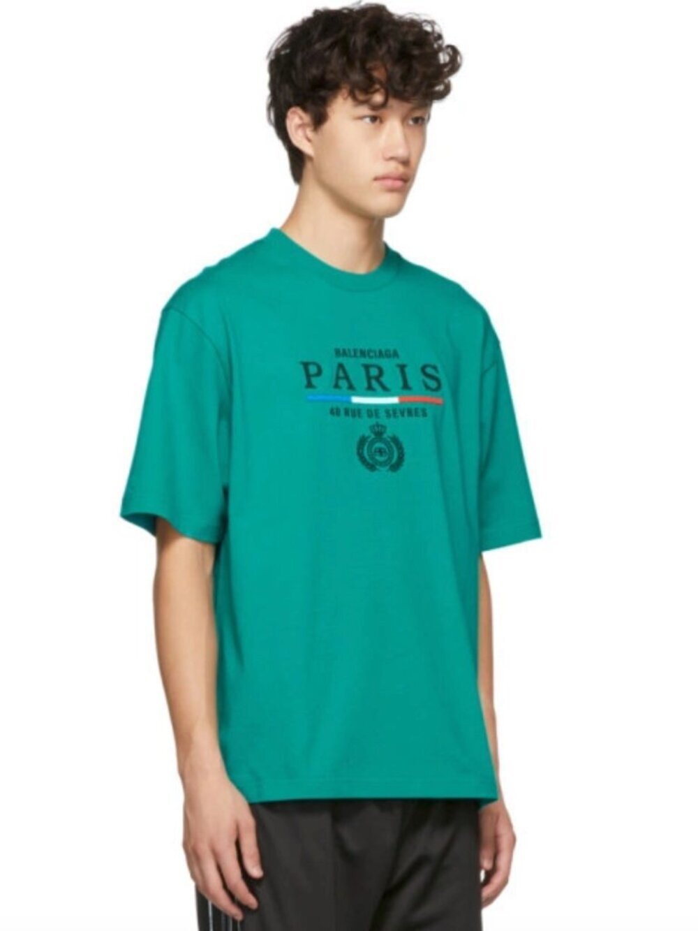 Balenciaga Green Paris Flag Regular Fit T-Shirt